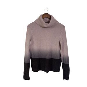 360 Cashmere Gray and Black Ombre Turtleneck Sweater
